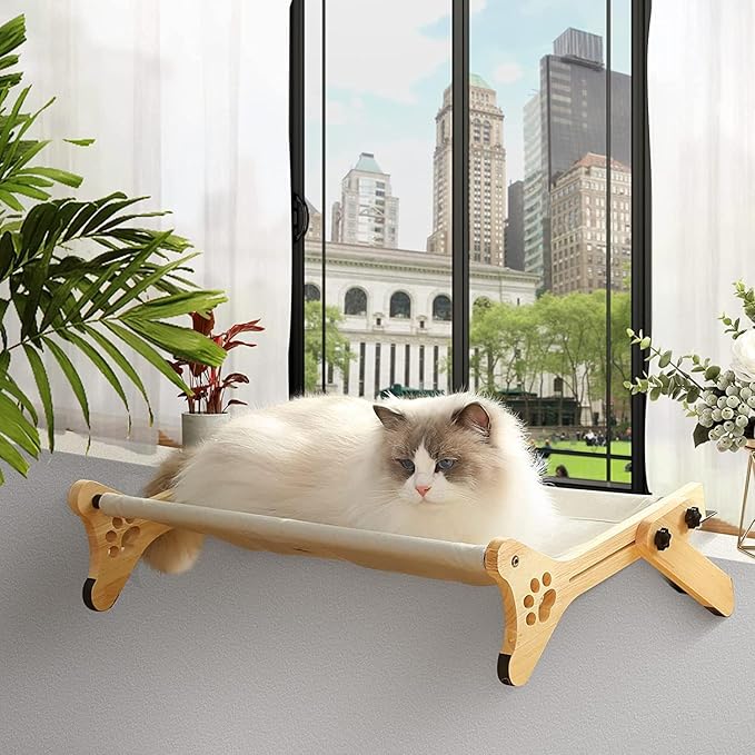 Cat Window Perch 【Window/Floor Double-use Cat Hammock】 Cat Hammock for Large Cats Free-Standing Cat Sleeping BedCat Shelves for Windowsill, Floor, Bedside, Cabinet Holds Up to 40 lbs