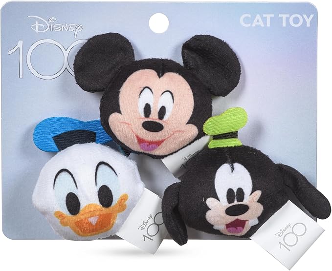 3 Piece Jingle Ball Cat Toys, 1.5in | Disney Cat Toys | Mickey Mouse, Goofy, and Donald Duck Cat Ball Toys with Bells and Catnip for Cats Inspired by Mickey and Friends