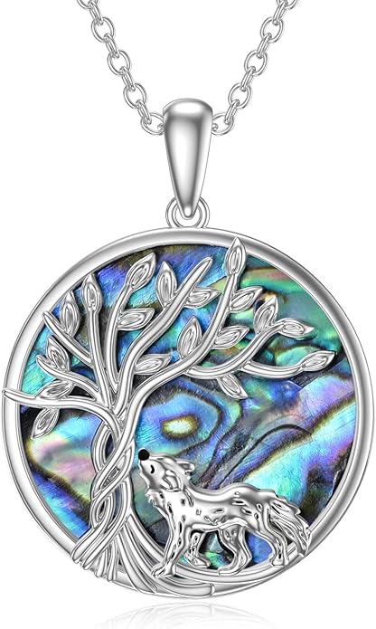 TOUPOP Tree of Life Animal Necklace 925 Sterling Silver Crystal/Abalone Shell Animal Pendant Jewelry Birthday Mothers Day Gifts for Women Mom Wife Her