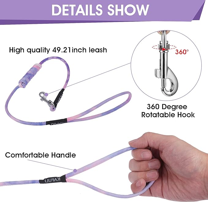 TIESOME Cat Harness and Leash Set, Adjustable Gradient Kitten Harness Escape Proof Harness with Leash for Kitty Outdoor Walking (Gradient Purple)