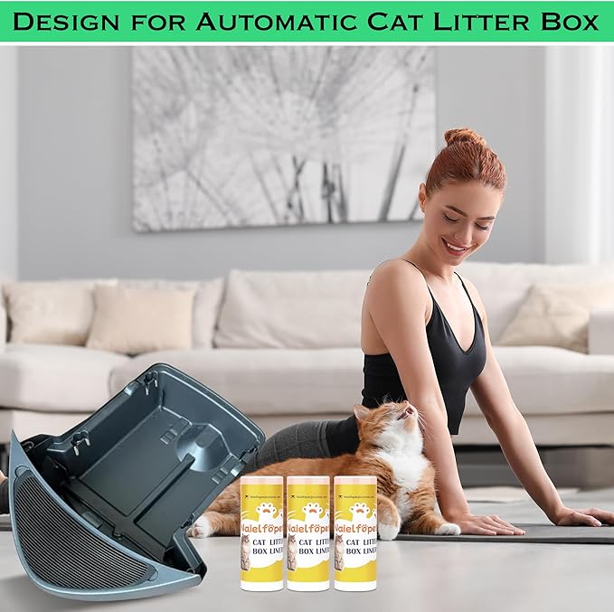 60 Count Cat Litter Box Robot 4 and 3 Waste Bags, 26" x 16" Thicken Durable Drawstring Litter Box Liners Poop Bags, 10~12 Gallons Self-Cleaning Automatic Litter Box Bags