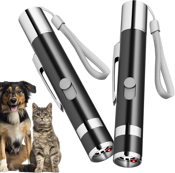 2 Pack Cat Toys, Cat Toy Red Pointer for Indoor, Rechargeable, 5 Adjustable Patterns, 3 Modes Training Chaser Pet Toy Pointer, Interactive Pet Cat/Dog Toy for Cats Fun Playing Exercise(Black)