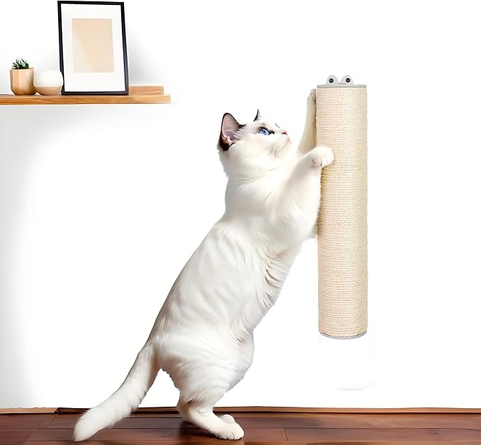 Sisal Rope Sturdy Cat Scratching Post - Wall Scratchers for Indoor Cats, 1 Tie Vertical Cat Climbing Pole, Cat Wall Furniture
