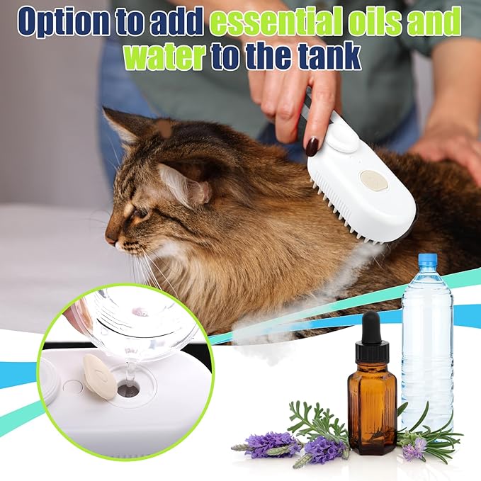 3-in-1 Portable Grooming Brush for Long or Short-Haired Cats - Self-Cleaning and Steamy Design