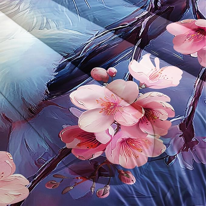 AILONEN Kids Cute Cat Bedding Queen Size,Beautiful Fairy Cat Girls Comforter Set,Pink Flower Cat Comforter Set,Kawaii Cat Duvet,1 Comforter with 2 Pillowcases,3 Pieces