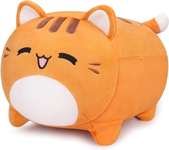 Auspicious Beginning Orange Cat Stuffed Animal - 16'' Plush, Kawaii Cat Plush Toy, Soft Kawaii Stuffed Animal Pillow Doll for Kids' Birthdays & Home Decoration