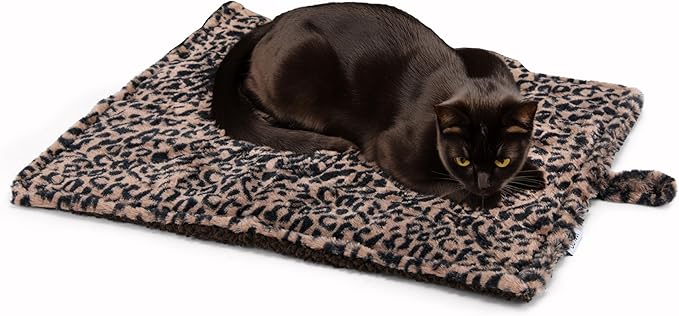 WALOO Pets Self Heating Thermal Cat Mat & Napping Pad (Leopard Brown)