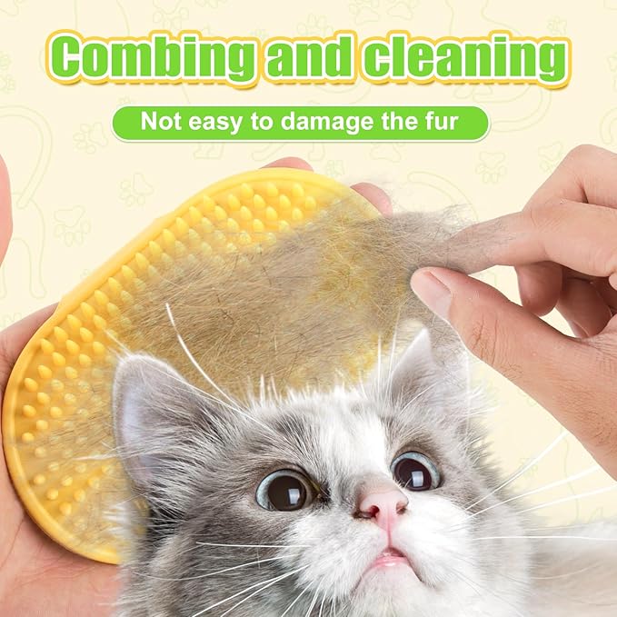 4pcs Cat Self Groomers, Wall Mounted Cat Corner Brush Self Grooming Massage Combs for Pet Cat Face Scratcher Massager Hair Brush for Long Short Fur Cats & Kittens (Green, Yellow)