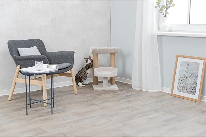 TRIXIE Isaba Scratching Post with Two Platforms, 2-Sisal Scratching Post, 24.5-inches Tall, Light Gray/Brown