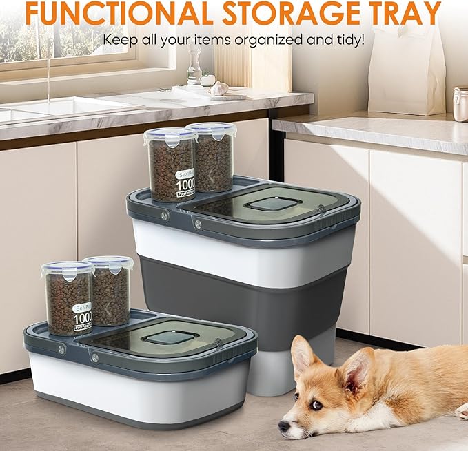 35lbs Dog Food Storage Container, Collapsible Dog Food Container, Wheels, Handle, Airtight Pet Food Storage Container, Scoop, 1L Small Dry Food Pail For Dog Cat Bird Food