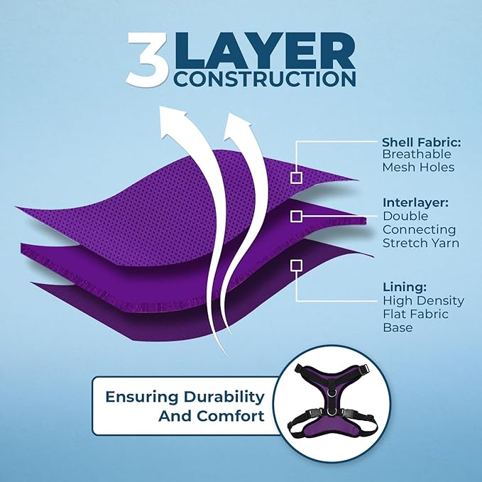 Voyager Escape Proof Cat Harness and Leash set with Reflective Stitching, Neoprene Handle 5ft - Supports Small, Medium and Large Cats, Kittens for walking by Best Pet Supplies - Black Trim-Purple, XXS