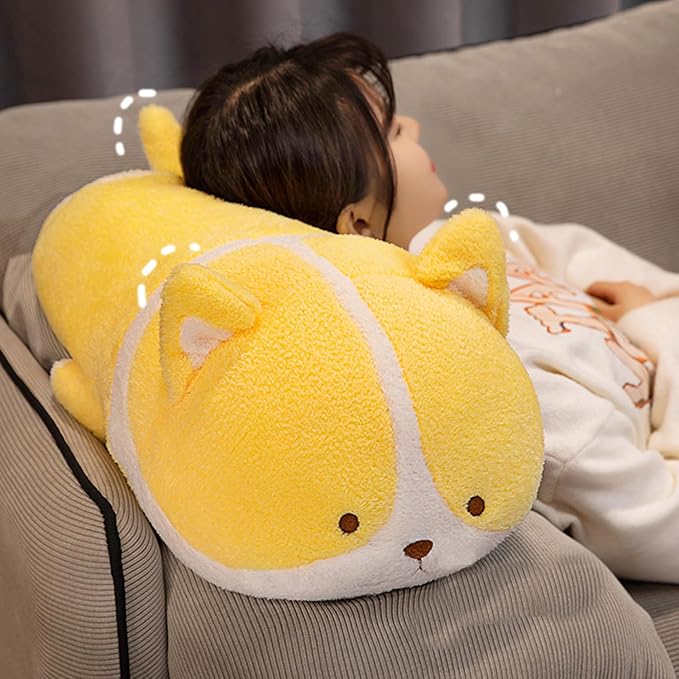 16 Inch Plush Yellow Cat Stuffed Animal Kitty Hugging Pillow Cuddly Cat Pillow Plushies Toy Kitten Huggable Anime Gifts for Kids and Lovers in Birthday, Valentines…