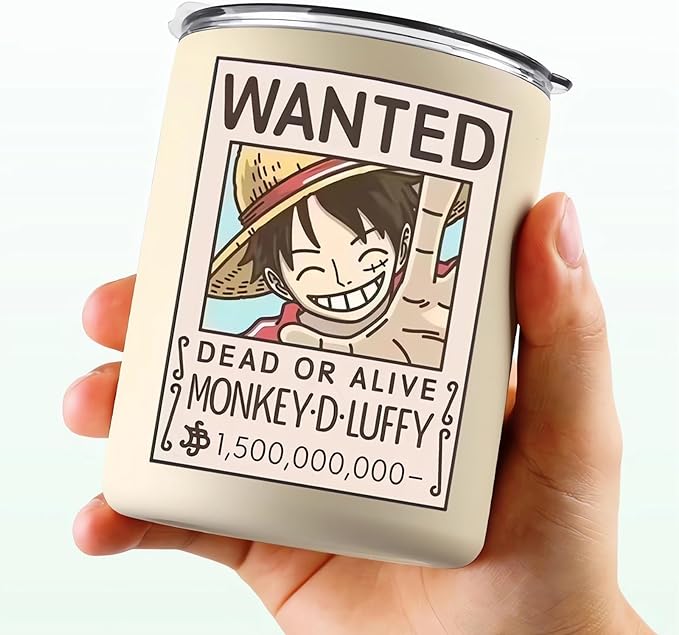 12 oz Vacuum Insulated Tumblers with Lid and Straw, Double-Walled Stainless Steel Coffee Mug for Office Home,Cute One Piece Manga Anime Gifts