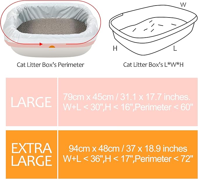 30 Count 31" x 18" Cat Litter Box Liners, Durable Thicken Drawstring Cat Litter Pan Liner Bags, Medium Kitty Waste Bags for Poop