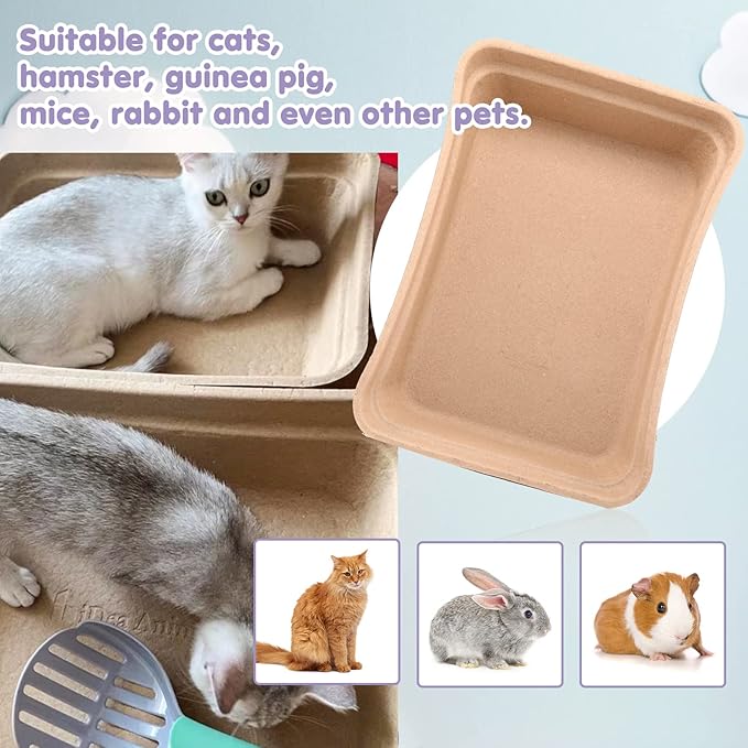 8 Pieces Disposable Cat Litter Boxes Paper Pet Litter Tray Portable 2 in 1 Kitten Disposable Box for Cat, Hamster, Guinea Pig, Mice, Small Animals, 16.7 x 12.8 x 4.1 Inch