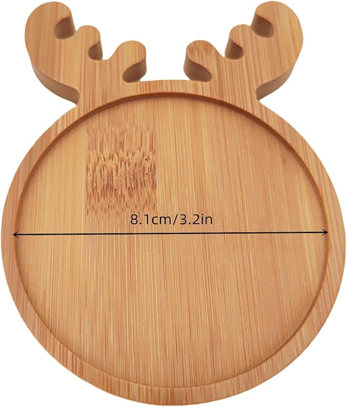 4PCS Mosaic Bamboo Coasters for Crafts, Blank Base Trays, Drinking Cup Coaster, Plant Coaster, Art Plate,DIY Mosaic Supplies (Deer)