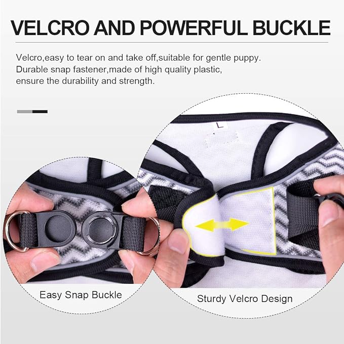 Soft Mesh Dog Harness and Leash Set, Step-in Reflective Breathable Comfort Padded Quick Dry Pet Puppy Vest Harness for Extra-Small/Small Medium Dogs and Cats (White, L)