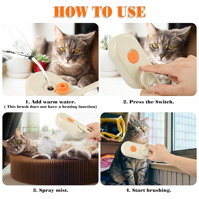 2PCS 3-in-1 Silicone Steamer Brush for Grooming Cats, Dogs and Other Pets - Deshedding and Detangling Long & Matted Fur