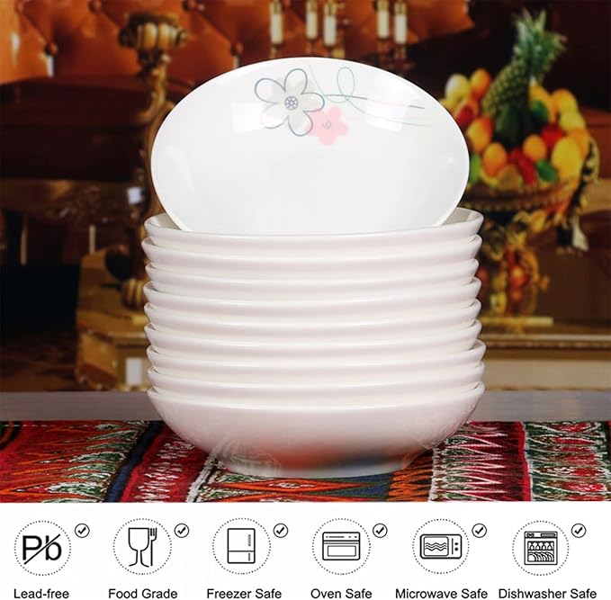 4 Pack Saucer Dishes with Pink Flower Pattern, Ceramic Dipping Bowls, 4 Inch Side Dishes Sauce Dishes for Sushi Snack, Porcelain Seasoning Dishes Appetizer Plates, Snack Serving Dishes