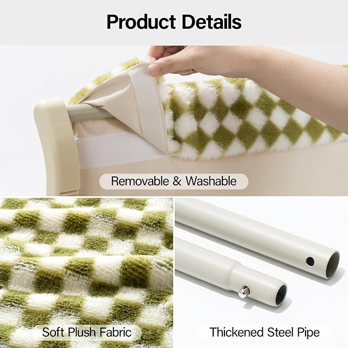 MEWOOFUN Cat Window Sill Perch for Indoor Cats, One-Step Sliding Clamping Slot Adjustment Cat Window Hammock with Removable Covers, Cat Bed for Windowsill & Bedside (Green, Large)