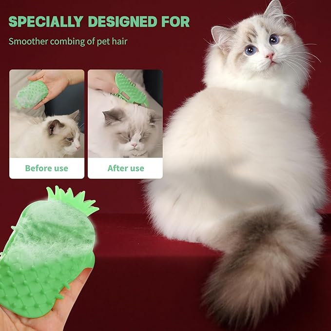2Pcs Pineapple Cat Self Groomer and Corner Brush, Reduce Shedding, Scratching and Itchiness, Pet Tickling Artifact with Silicone Bristles, Easy Installation for Cat Dog Pet Self Cleaning Cat Brush Toy