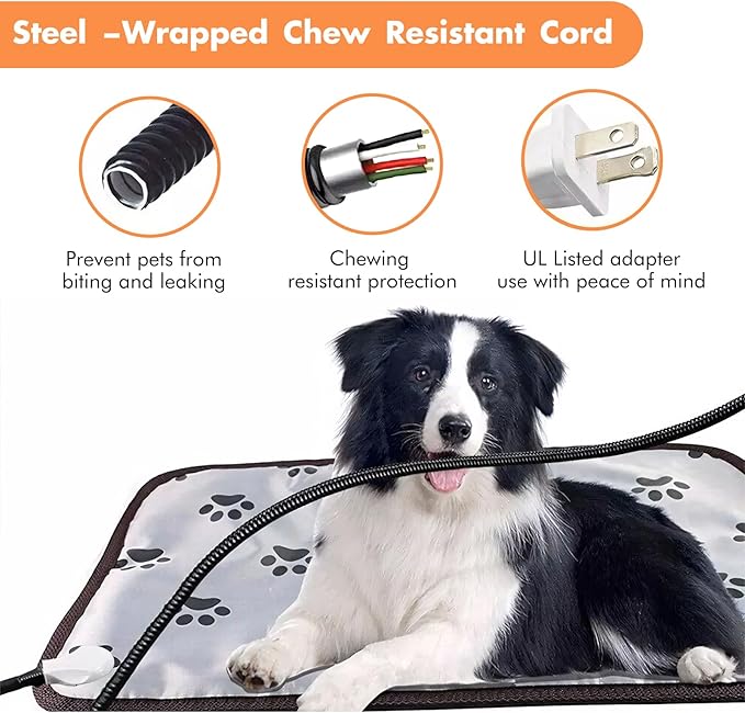 Cat Heating Pad Self Warming Cat Bed Electric Heating GOG Pad Waterproof Temperature Adjustable Heating Pad for Gogs and Cats 18x18in