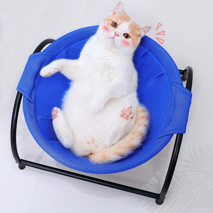 MW Cat Hammock Bed Free-Standing for Small Large Cats Washable (Blue)