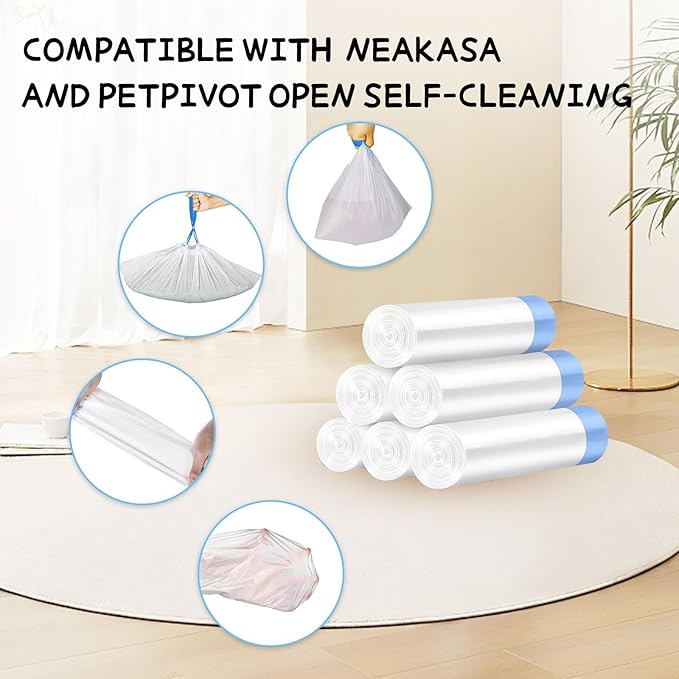 120 Count Cat Litter Box Liners for ZeaCotio and Cumrige Self Cleaning Litter Box, Extra Thick Heavy Duty Cat Litter Bags Replacement, Cat Litter Box Liners 3-4 Gallons of Capacity