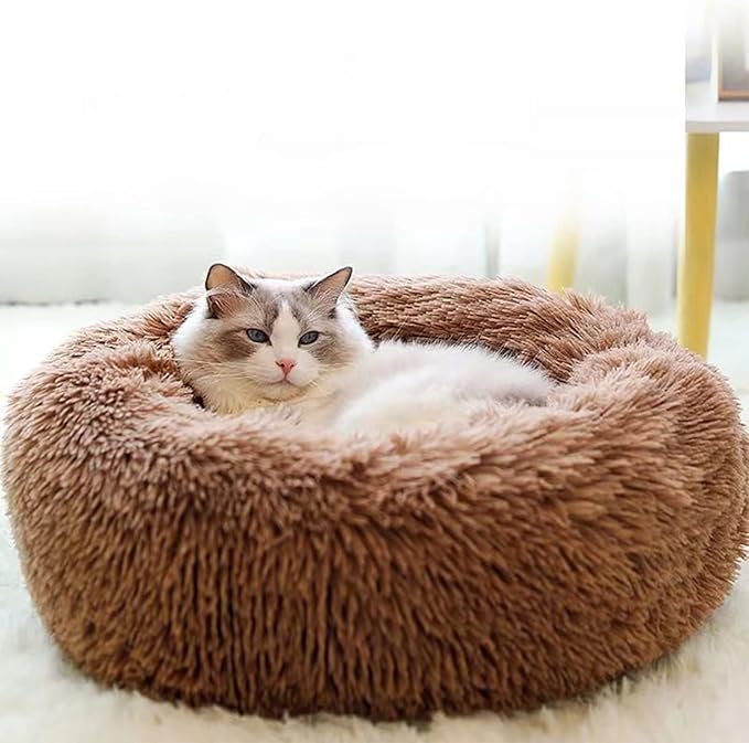Nisrada Cat Beds for Indoor Cats,20 Inch Dog Bed for Small Melium Large Dogs, Washable-Round Pet Bed for Puppy and Kitten with Slip-Resistant Bottom