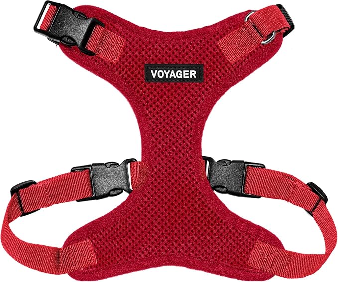 Voyager Step-in Lock Pet Harness - All Weather Mesh, Adjustable Step in Harness for Cats and Dogs by Best Pet Supplies - Red, L