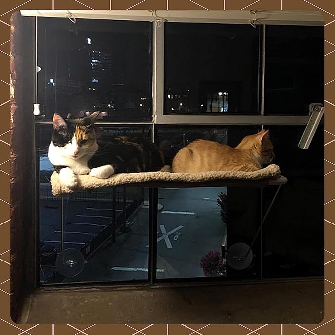 Cat Window Perch, Cozy Cat Window Hammock for Sunbathing Experience, Give Your Cat The Best Seat in The House with a Cat Window Bed - The Best Cat Perch for Your Furry Friend (L, Black)