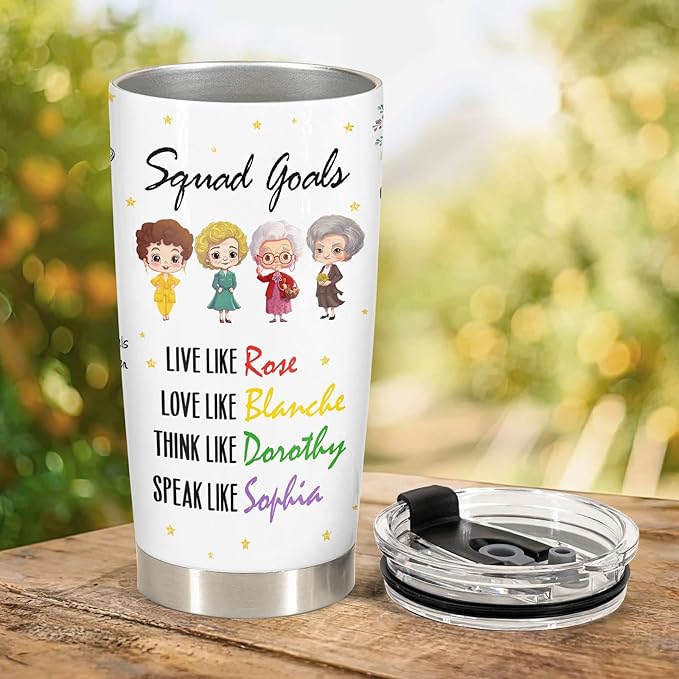 34HD Valentine Friend Gifts, Golden Movie Tumblers with Lid 20 oz Stainless Steel, Best Friend Travel Cup Mug, Friend Decor, Birthday Gifts for Bestie Women Girls