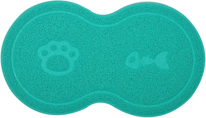 8-Shaped Small Cat Litter Box Debris Catcher Mat,18x10 Inches (Turquoise)