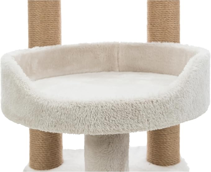 TRIXIE Isaba Scratching Post with Two Platforms, 2-Sisal Scratching Post, 24.5-inches Tall, Light Gray/Brown