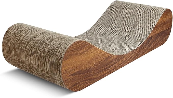 FluffyDream Cat Scratcher Cardboard, Scratching Pad House Bed Furniture Protector, Infinity Shape, Curved (Wood, Bone)