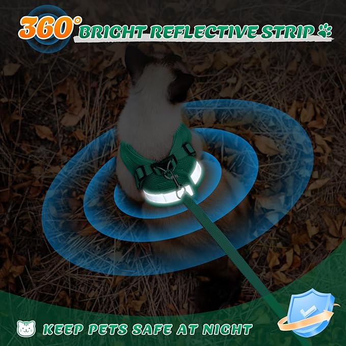 Supet Cat Harness and Leash Set - Soft Mesh Adjustable Cat Vest Harness with Reflective Strap for Walking Cat and Puppy Rabbit