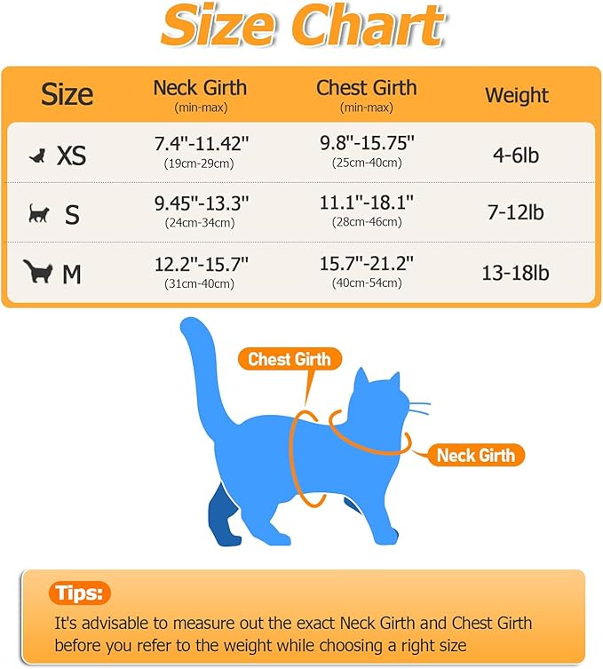 Halypet Cat Harness and Leash Set [H500 Pro Escape Proof Cat Harness for Walking, Adjustable Breathable Soft Travel Cat Leash, Reflective Strips Kitten Harness