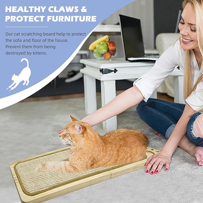 Wall Mounted Cat Scratcher, Cat Wall Scratching Post, Sisal Cat Wall Scratcher with Cat Ball Toy, Wood Cat Scratching Board for Indoor, Cat Wall Furniture Scratch, Cat Wall Scratcher