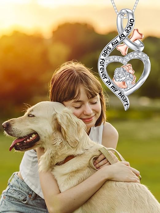 925 Sterling Sliver Yorkshire/Corgi/Labrador/Pug/Bulldog/Paw Print/Cross Necklace Cute Puppy Dog Necklace Jewelry Birthday Gifts for Women Girls Dog Lovers