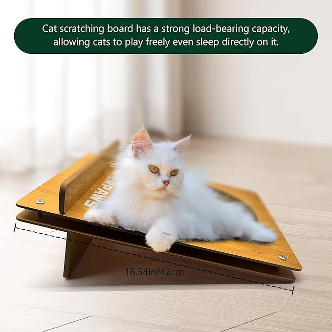 Cat Scratching Board, Easel-Shaped Corrugate Cat Scratcher for Indoor Cats, Cat Scratch Pad with Premium Scratch Textures Design, Cardboard Cat Scratcher with Double-Sided Usability (Semicircle)