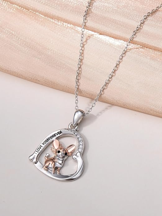 925 Sterling Sliver Yorkshire/Corgi/Labrador/Pug/Bulldog/Paw Print/Cross Necklace Cute Puppy Dog Necklace Jewelry Birthday Gifts for Women Girls Dog Lovers