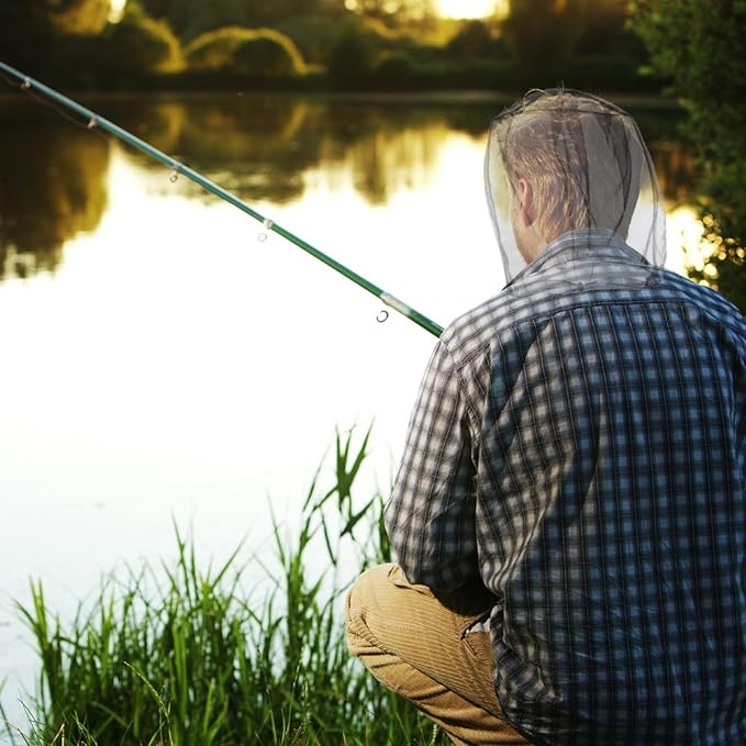 Anvin Mosquito Head Mesh Nets Gnat Face Netting for No See Ums Insects Bugs Gnats Biting Midges from Any Outdoor Activities, Works Over Most Hats Comes with Free Stock Pouches (3pcs, White)