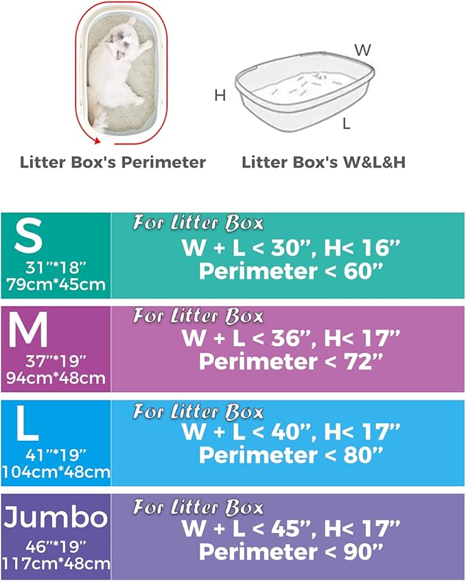 20 Count Jumbo Cat litter Box Liners, 46" x 19" Extra Large Heavy Duty Litter Pan Liner Bags with Drawstring for Pet Cat Litter Tray (Unscented)