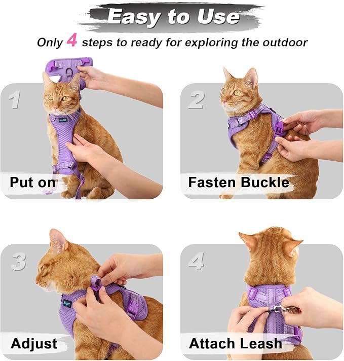 Supet Cat Harness and Leash Set for Small to Large Cats Adjustable Cat Vest Harness with Reflective Trim Universal Cat Leash and Harness for Cats/Puppies