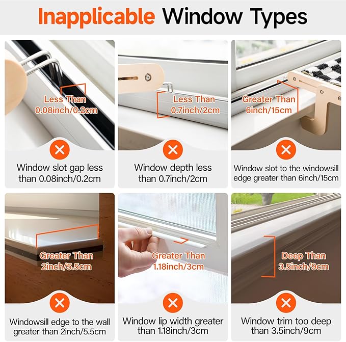 MEWOOFUN Cat Window Perch Lounge Mount Hammock Window Seat Bed Shelves for Indoor Cats No Drilling No Suction Cup