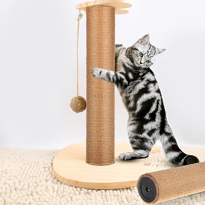 SUPVOX 2 Pcs Cat Scratching Post Parts: 15.7 x 2.4 Inch Cat Scratching Post Pole, 5 mm Jute Rope with ABS Plastic Pole - Cat Scratcher Posts Replacement with M8 Screws