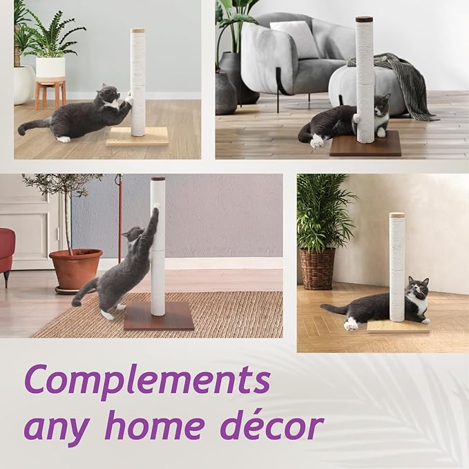 Necoichi 23.6” Tall Cat Scratching Post Kitten Scratcher Paper Rope Scratch Posts Trees with Hanging for Indoor Cats (23.6 inches for Kitty, Regular, Dark Cherry)