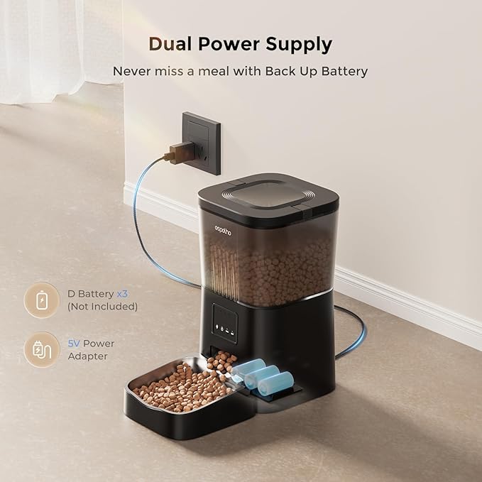 Automatic Cat Feeders WiFi: 2.4Ghz Smart APP Control- Timed Cat Food Dispenser with Desiccant Bag Keep Fresh for Indoor- Easy Set Up and Clean with Voice Recorder- Up to 10 Meals per Day