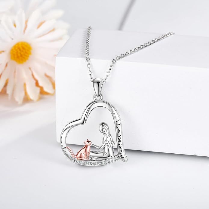 Animal and Human Necklace Sterling Silver 925 Cute Animal Necklaces Jewelry Gift For Women