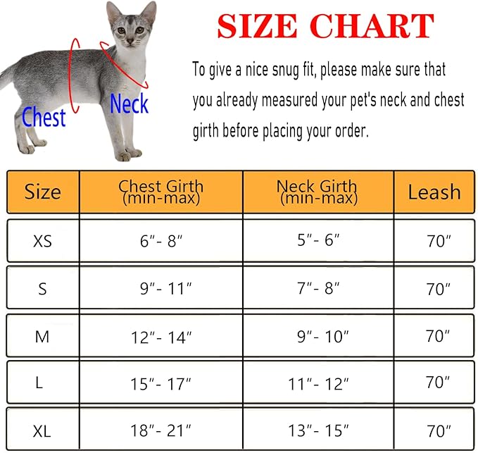 Cat Harness and Leash for Walking, Kitten Escape Proof Harnesses, Adjustable Reflective Puppy Harness with Leashes Set, Easy Adjustable Soft net Breathable Pet Safety Vest XS (Chest: 6" - 8") Black